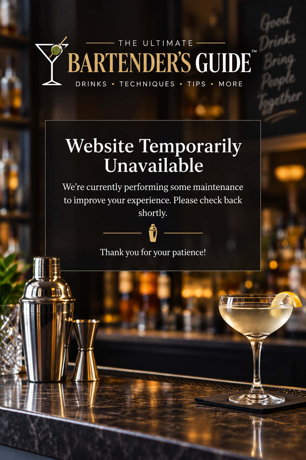The Ultimate Bartender's Guide — Website Temporarily Unavailable